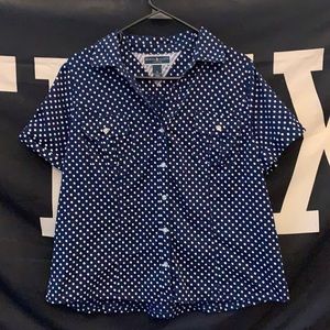 NWOT!! Karen Scott Blue w/white polka dots